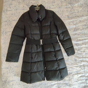 XXI Forever 21 BLACK Quilted Down Long Puffer Coat SZ-M